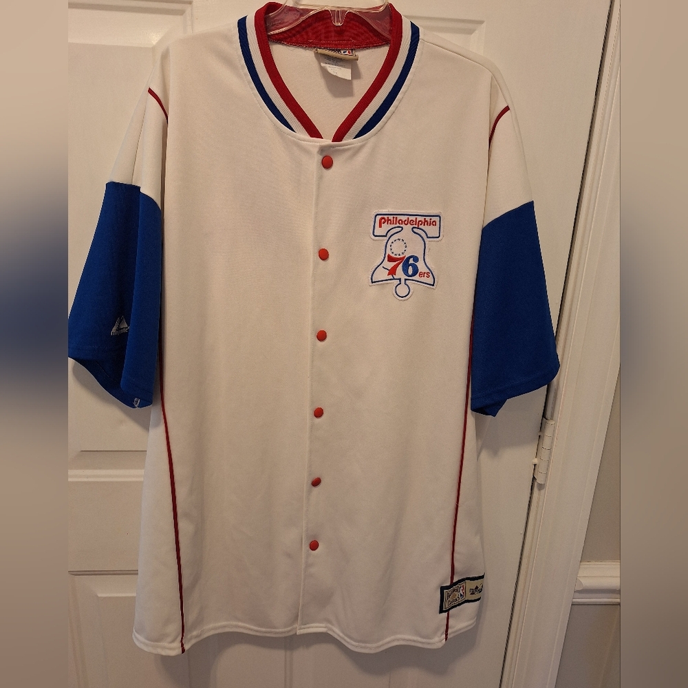 Majestic Philadelphia 76ers Snap Front Warm Up 2XL vintage player - Picture 5 of 7